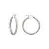 Satin and Polish White Gold Tube Hoops