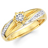 Striped 14K Two Tone Gold Engagement Ring