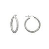 Satin and Polish White Gold Tube Hoops