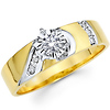 Curve Design 14K Two Tone Engagement Ring