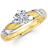 14K Two Tone Striped Diamond Engagement Ring