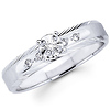 Textured Edge 14K White Gold Diamond Engagement Ring