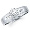 Round Diamond Milgrain Edge 14K White Gold Engagement Ring
