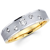 14K Two Tone Textured Diamond Women's Wedding Ring