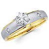 Bezel Set Round Diamond 14K Two Tone Gold Engagement Ring
