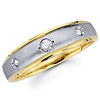 Bezel Set Round Diamond 14K Two Tone Gold Wedding Ring