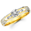 Textured Leaf Pattern 14K Two Tone Diamond Engagement Ring