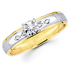 Textured 14K Two Tone Gold Round Diamond Engagement Ring