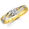 Striped & Textured 14K Two Tone Gold Diamond Engagement Ring