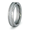 White Carbon Fiber Inlay 5mm Tungsten Beveled Edge Ring