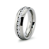 Channel Set Titanium Half Dome CZ Wedding Ring