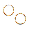 14k Yellow Gold 1mm Hoop Earrings 13mm