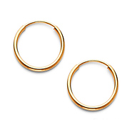 14k Yellow Gold 1mm Hoop Earrings 13mm