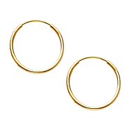 Small Slender 14K Yellow Gold Hoop Earrings 16mm