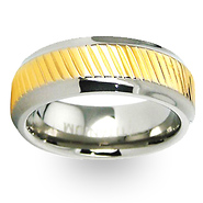 18K Plated Center Titanium Two Tone Wedding Band