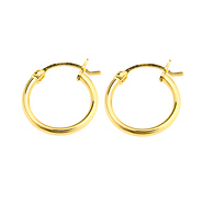14k Yellow Gold 2mm Hoop Earrings 19mm
