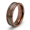 CZ 7mm Double Cable Inlay Rose Plated Titanium Wedding Band