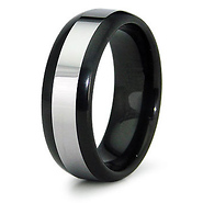 8mm Inlay Black Tungsten Wedding Band