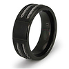 Double Cable Inlay Grooved Black Titanium Band