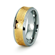 8mm 18K Gold Plated Tungsten Two Tone Celtic Wedding Ring