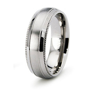 Hald Dome Milgrain Classic Titanium Wedding Band