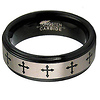 8mm Laser Engraved Black Tungsten Cross Wedding Band