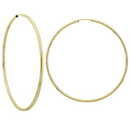 Extra Large Endless 1mm 14K Yellow Gold Hoop Earrings 68mm