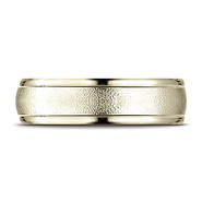 6mm Wire Brush Comfort Fit 14K Yellow Gold Wedding Band