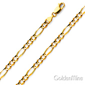 4mm Figaro 18K Yellow Gold Chain