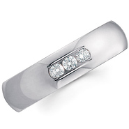 6mm White Comfort Fit White Tri Diamond Benchmark Ring