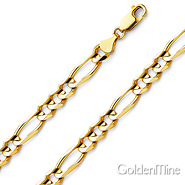 7mm Men's 14K Yellow Gold Figaro Chain Necklace