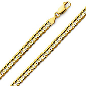 Men's 6mm Concave Curb Link 18K Yellow Gold Chain