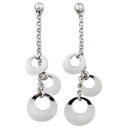 14k White Gold Hanging Circles Dangle Earrings