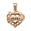 I Love You Cut Out Heart Pendant in 14k