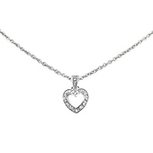 Petite Cubic Zirconia Silver Heart Charm Necklace