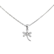 925 Sterling Silver CZ Dragonfly Pendant