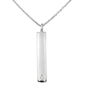 Sterling Silver Concave Bar Solitaire CZ Pendant