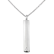 Sterling Silver Concave Bar Solitaire CZ Pendant