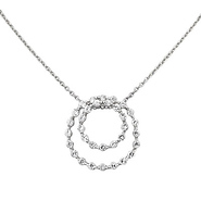 Silver Cubic Zirconia Circle within a Circle Necklace