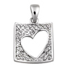 Square Heart Cut-Out CZ Pendant