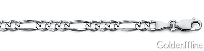 4mm Figaro 14K White Gold Chain Necklace