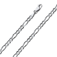4mm Figaro 18K White Gold Chain Necklace