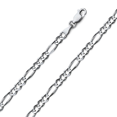 4mm Figaro 18K White Gold Chain Necklace