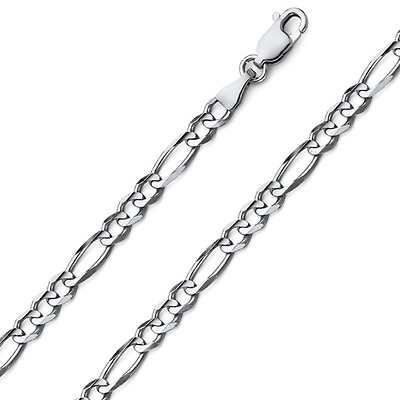 5mm Figaro 18K White Gold Chain Necklace
