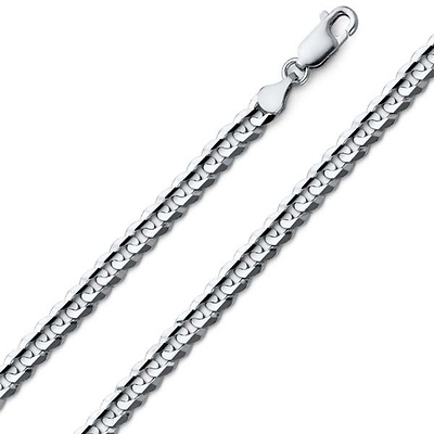5mm Curb Cuban Link 18K White Gold Chain Necklace