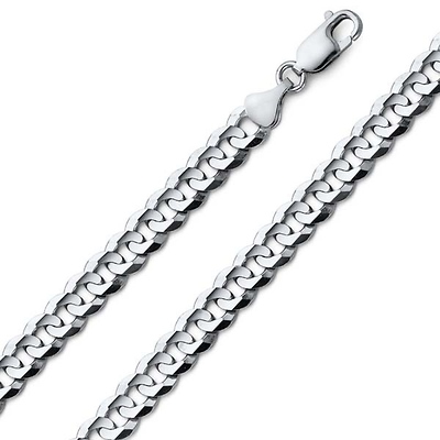 Men's 7mm Curb Cuban Link 18K White Gold Chain