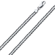 Men's 4mm Curb Cuban Link 18K White Gold Chain Necklace