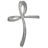 White Gold Freeform Ribbon Cross CZ Pendant
