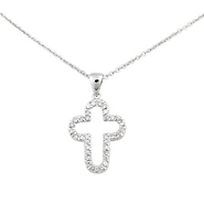 Silver Cubic Zirconia Cross Pendant