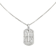 Silver Petite Cross CZ Dog Tag